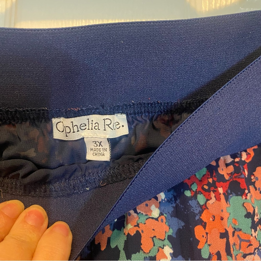 Ophelia Roe Floral A-Line Midi Skirt Blue Multicolor – Size 3X - Picture 5 of 6